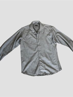 Men's Grey Button-Up Dress Shirt